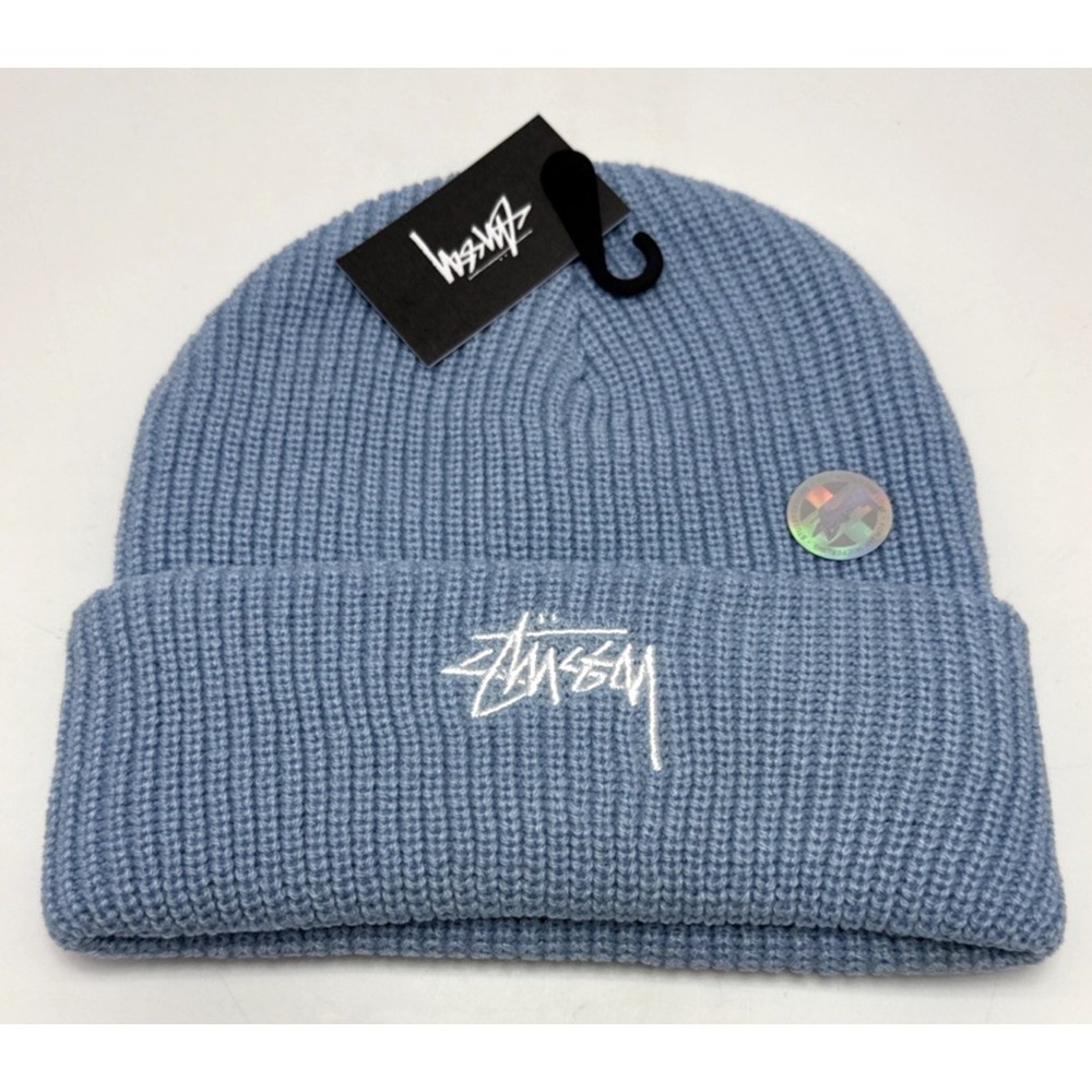New Stussy Basic Cuff Beanie Haze Blue NWT Skull Cap‎